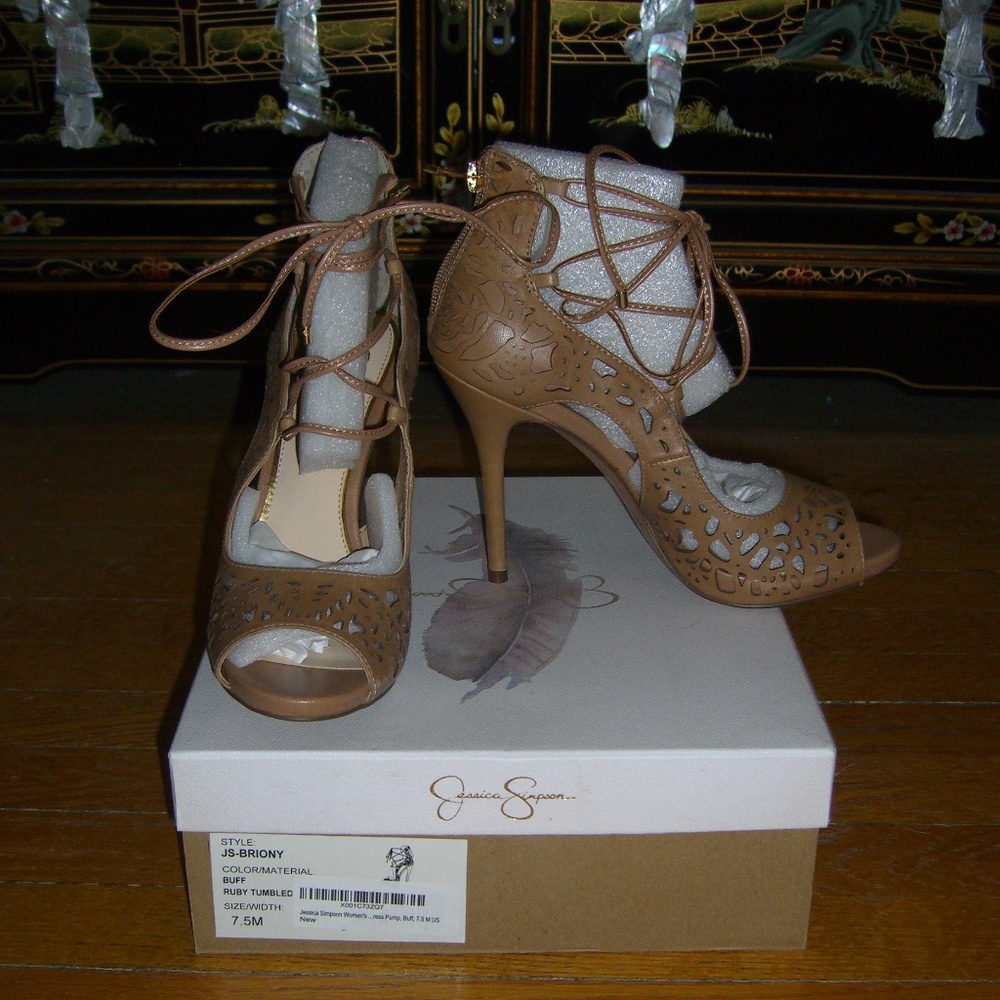 JESSICA SIMPSON JS-BRIONY PERFORATED PEEP TOE SANDAL SHOES 7.5M - Picture 2 of 6